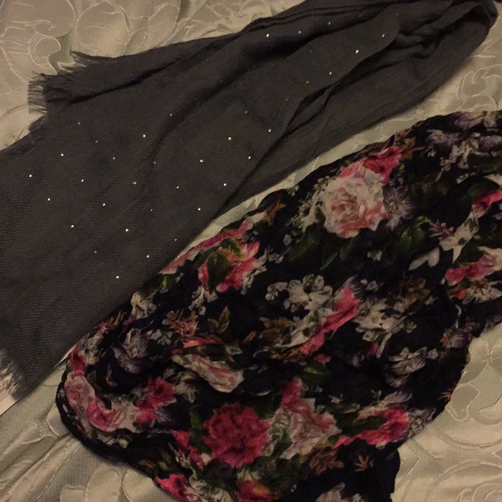 Classic scarf with sparkles/ floral infinity scarf